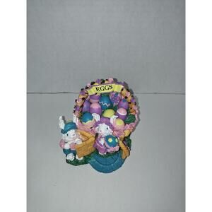 Dan Dee Vintage Collectors Choice Handpainted Decoration Bunny Eggs Basket Decor